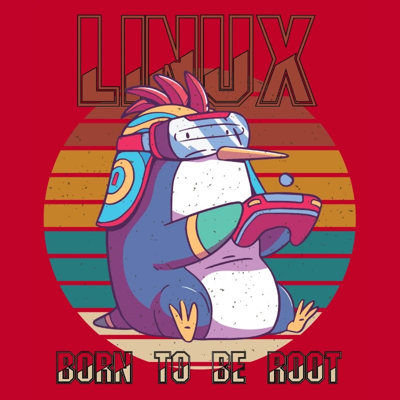 Linux Gamer Born To Be Root Cool Penguin Nerd Prog