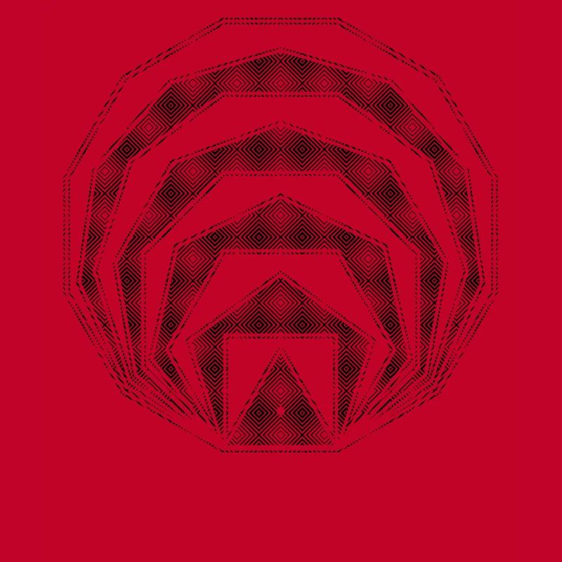 Nested Square Polygons Geometric Art Black