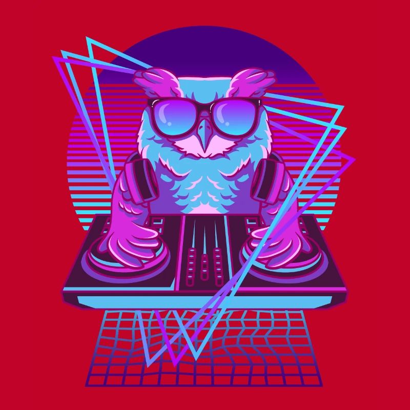 Vaporwave Eule DJ Pult Eule