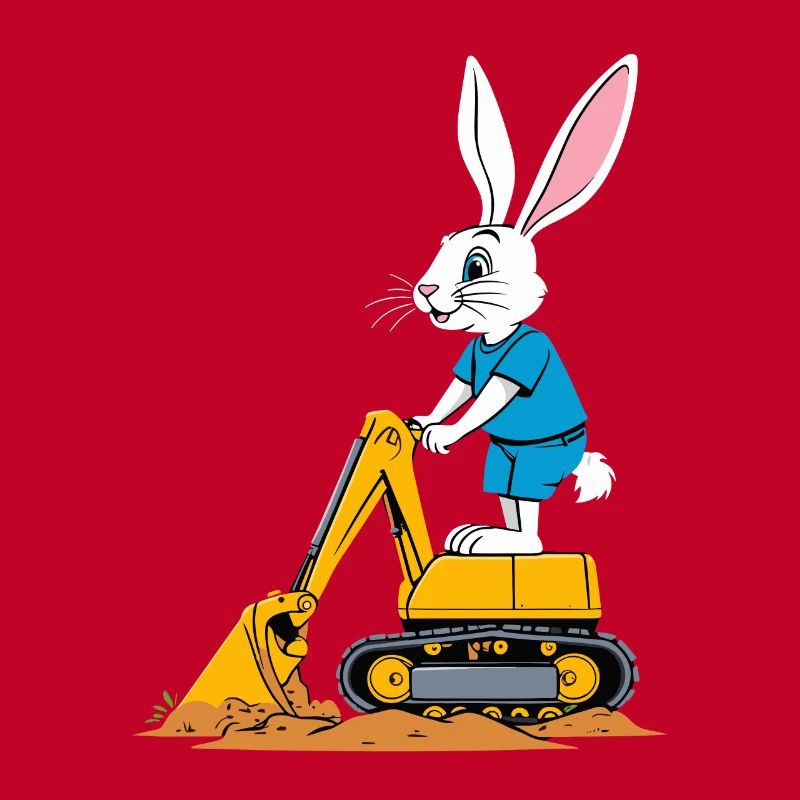 Easter Bunny Excavator Driver Funny Easter Eggs Digging