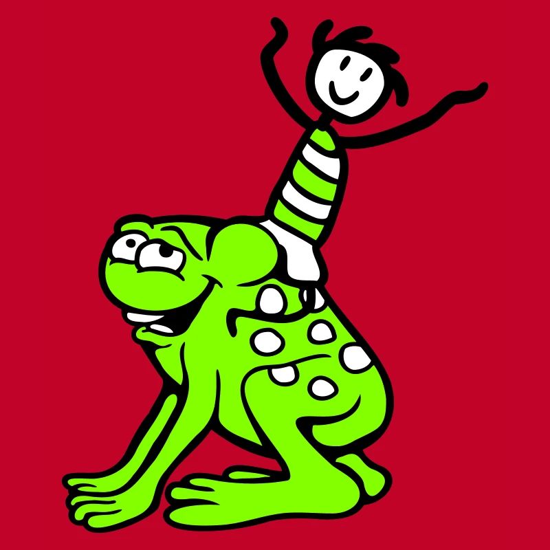 2 Friends Frog Boy Riding Team Toad Funny