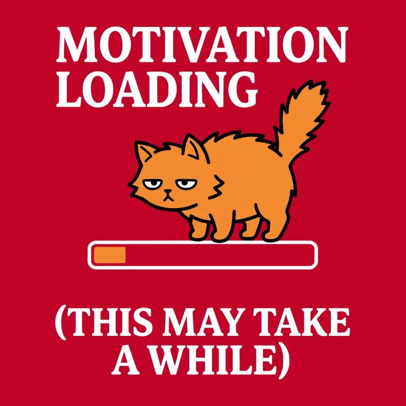 Motivation Loading Tired Cat with Loading Bar