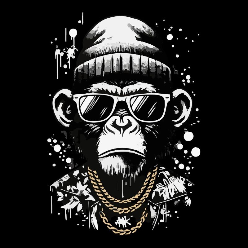 Singe cool avec style de rue et chaînes
