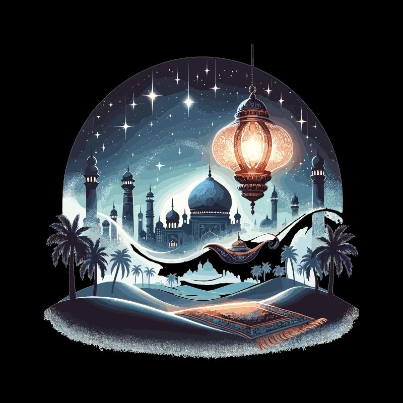 Moonlit night over Islamic skyline
