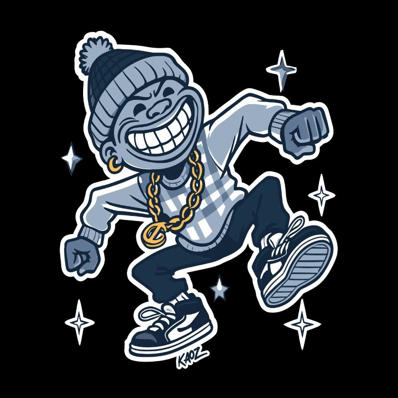 Grinning Rapper with Gold Chain