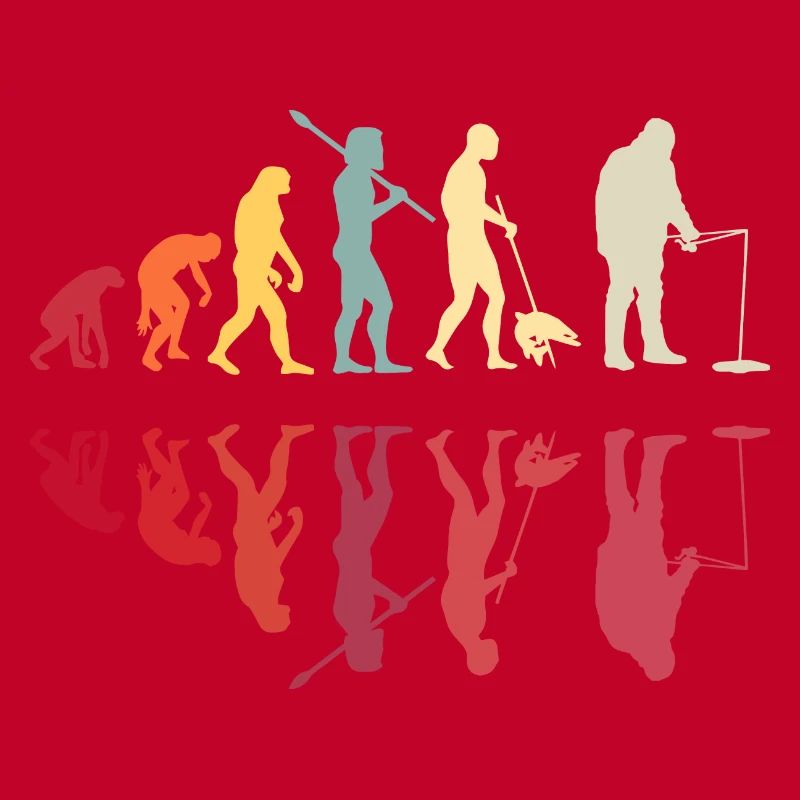 Fischer Menschliche Evolution Vintage Eisfischen