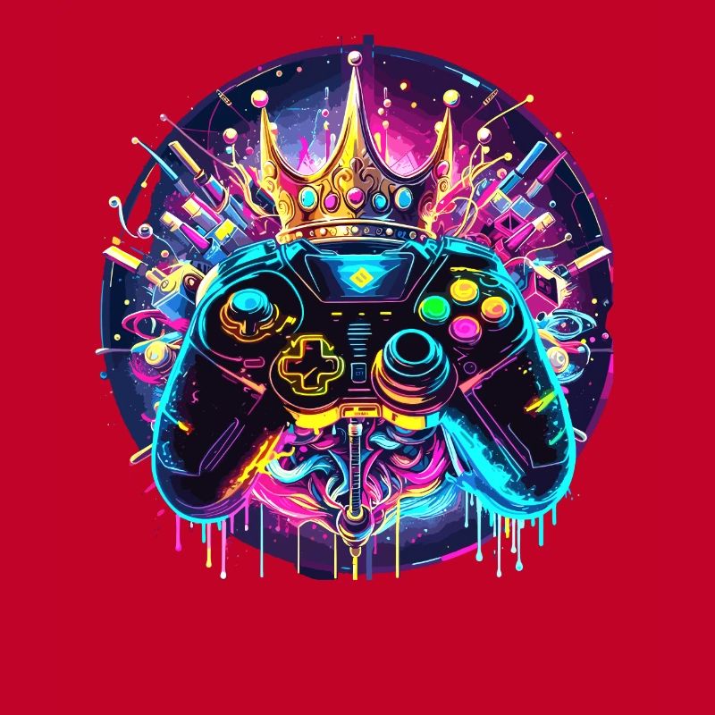 Synthwave Gamer Controller mit Krone