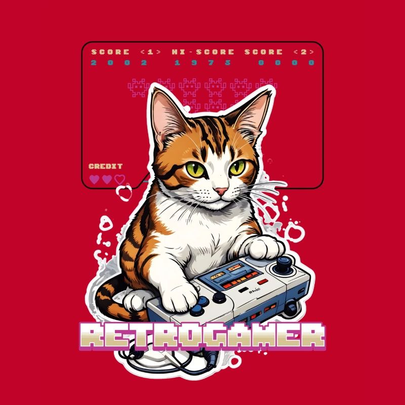 Retro Gaming Cat: Retrogamer with Controller