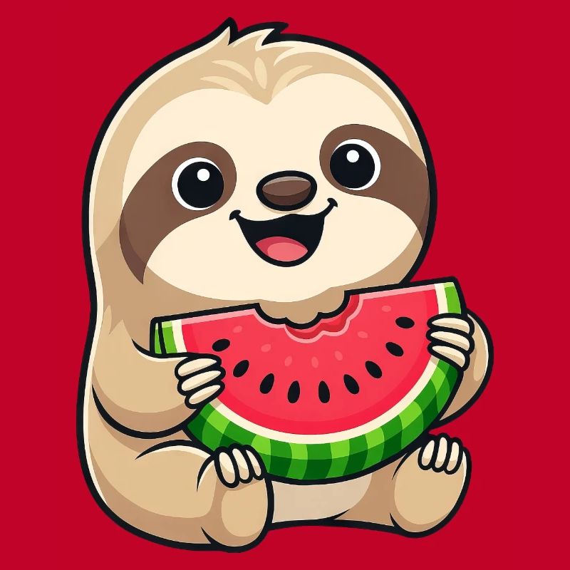 Droll Sloth Melon Summer Fruit Cartoon Cute