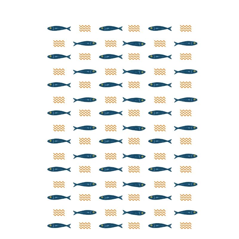Minimalist Sardines and Waves Pattern for Summer