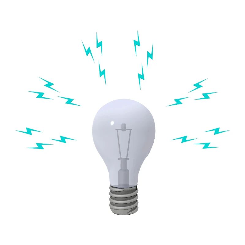 Lightbulb with lightning symbols
