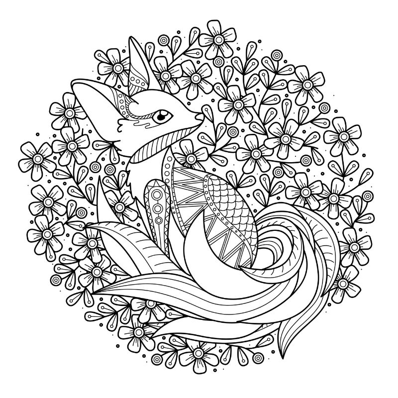 Fox. Fox. Style mandala.