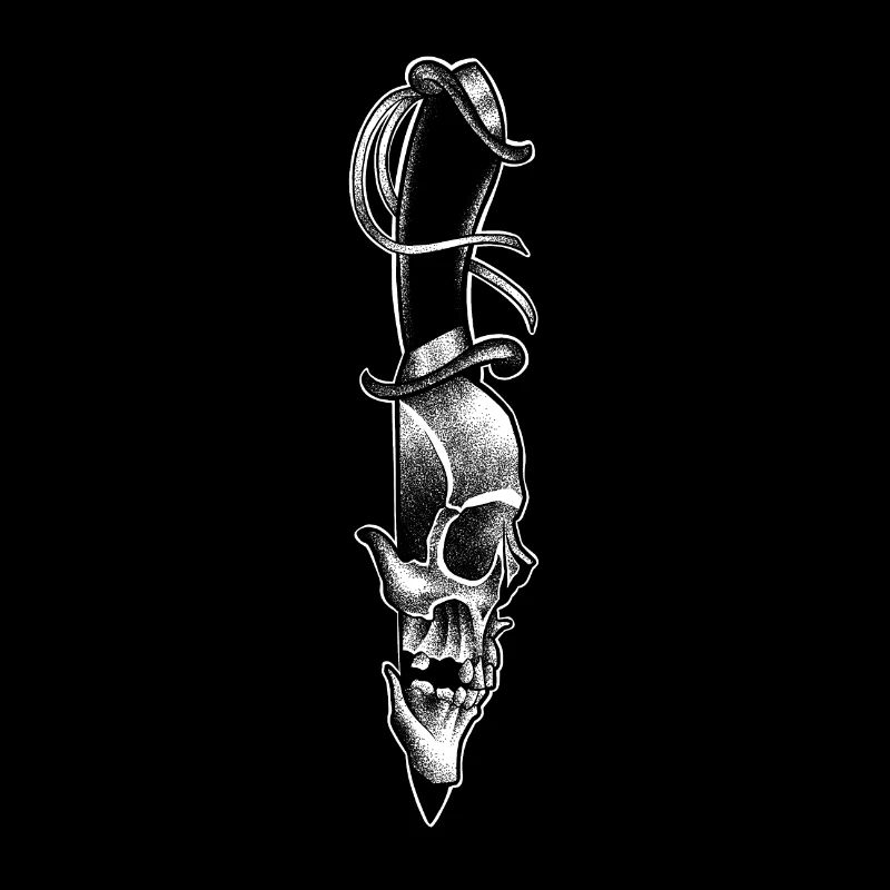 Totenkopf im Dotwork-Stil