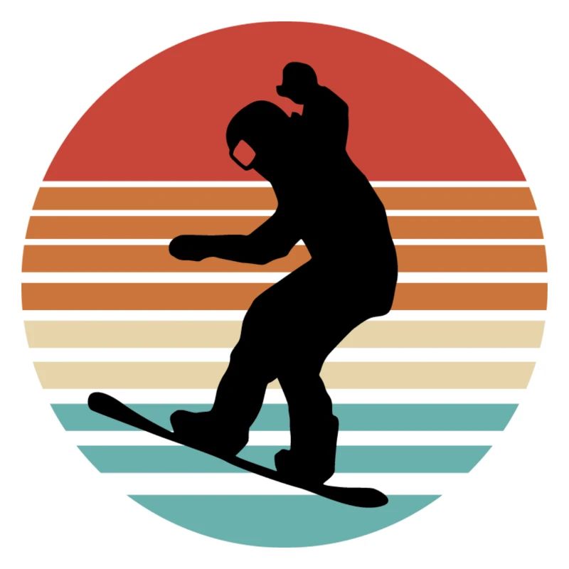 Design rétro de snowboard – Sun Circle Silhouette