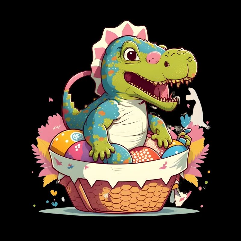 Dino in the Easter egg basket