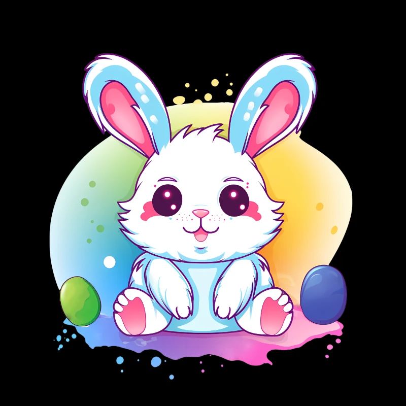 Colorful Easter bunny with eggs