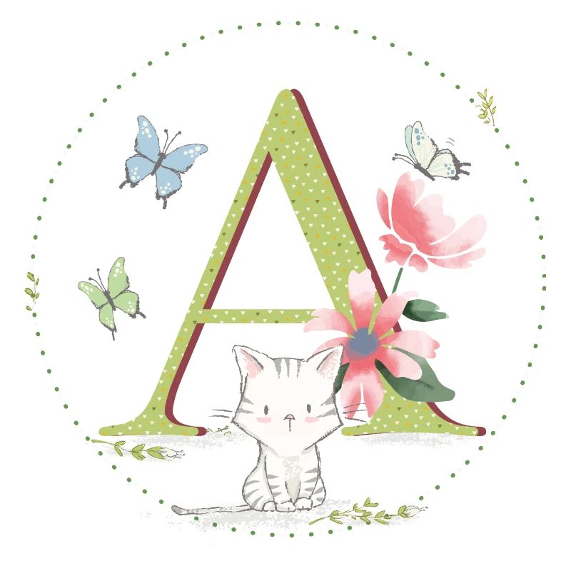 Lettre initiale A avec chat