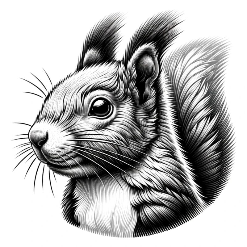 Black White Art Squirrel Nuts
