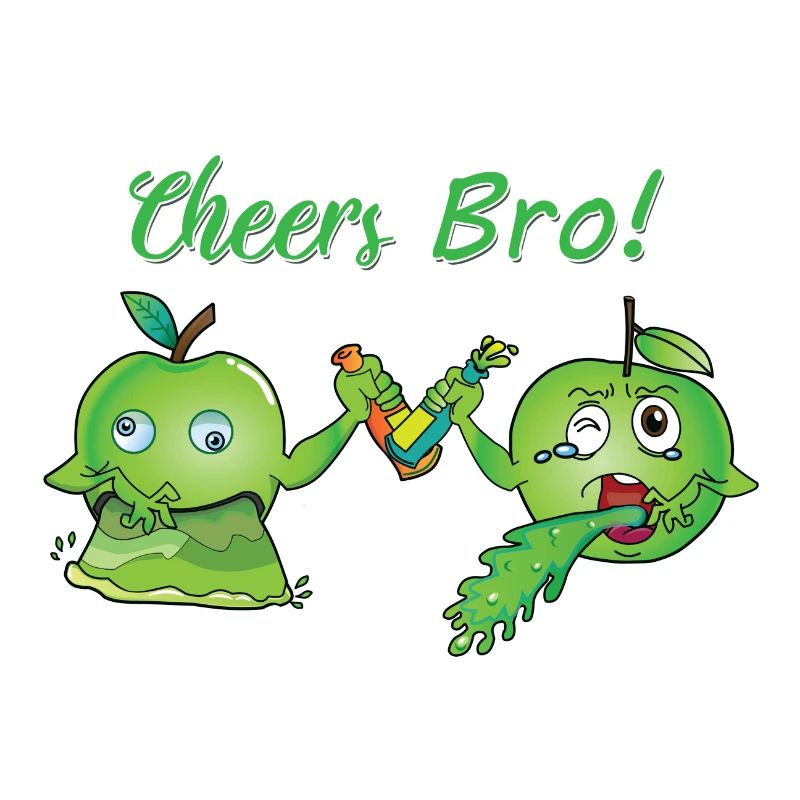 Pussing Apples Cartoon Comic Spewing Drunk