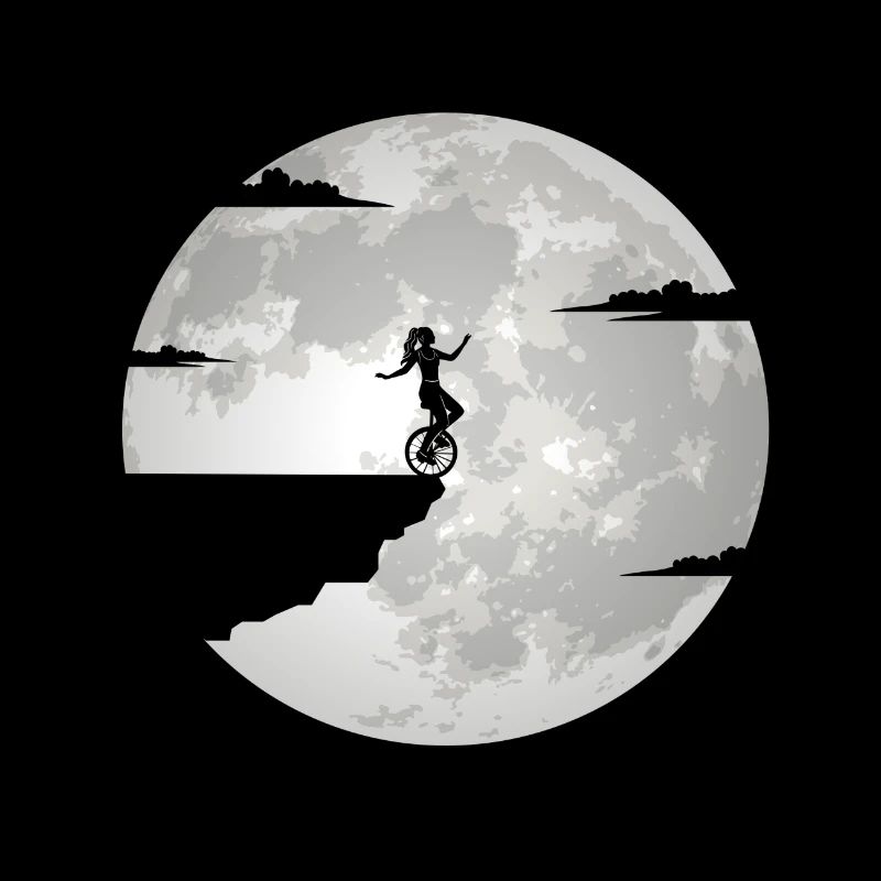 Einrad Geschenk Einradfahrerin Einradfahren Mond