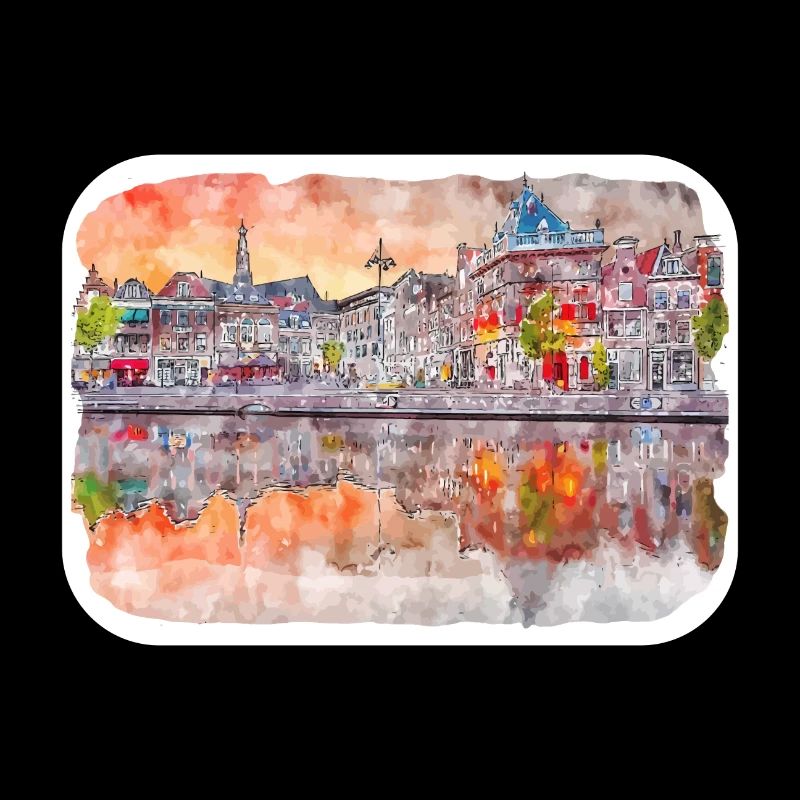 Pays-Bas Aquarelle Esquisse Dessinée Illustration