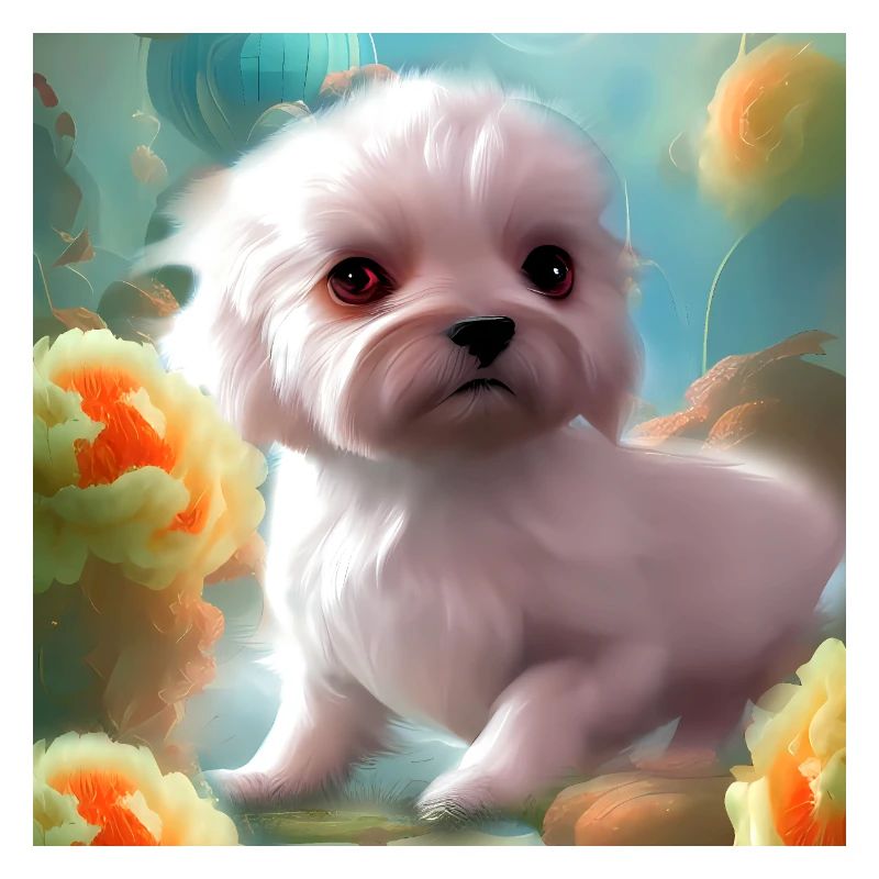 Chiot mignon avec des fleurs