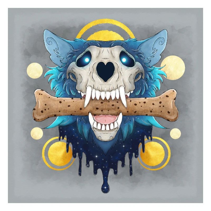 Hellhound Skull - Wolf Skull & Bone Cookie - Poster