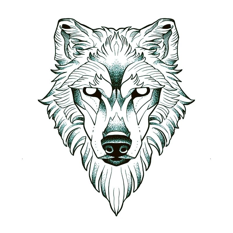 Symmetrical wolf dotwork