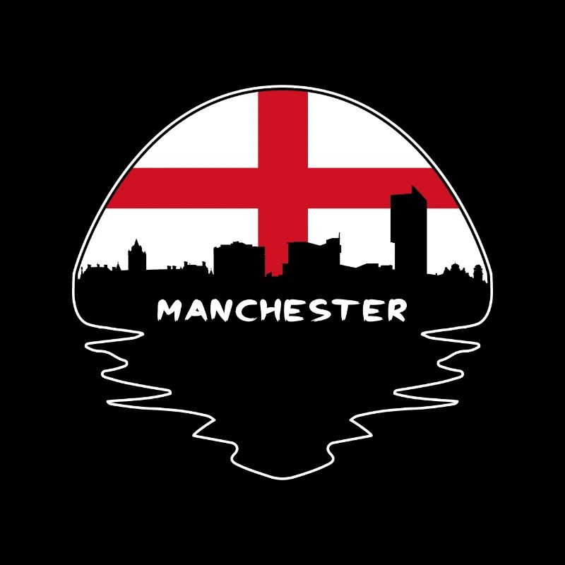 Manchester Angleterre Drapeau Skyline Voyage Silhouette