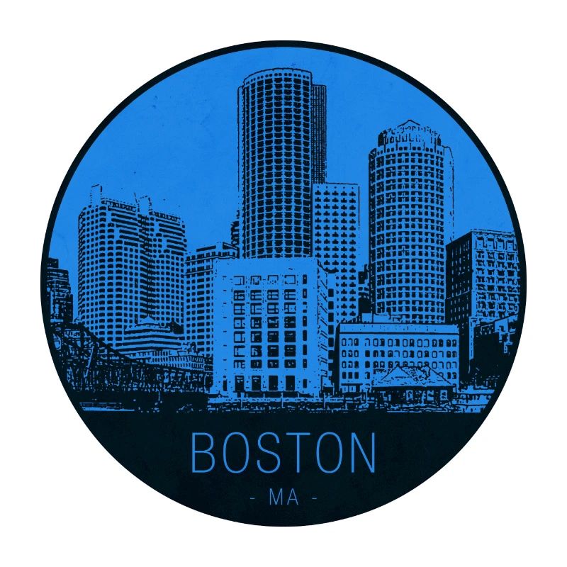 Boston Skyline Blue Circle