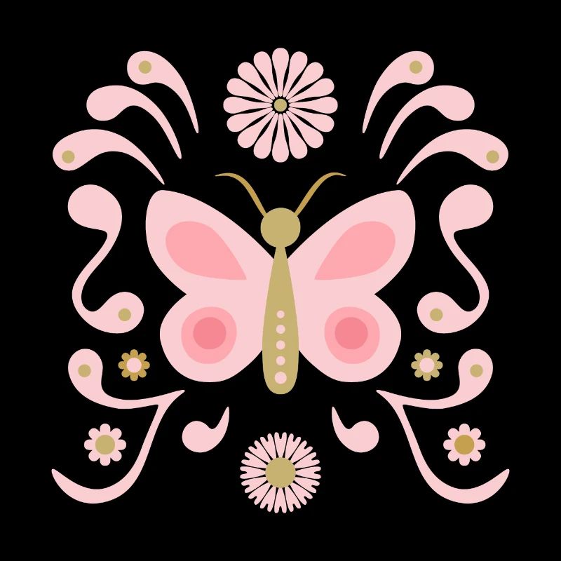 boho butterfly l pink and gold