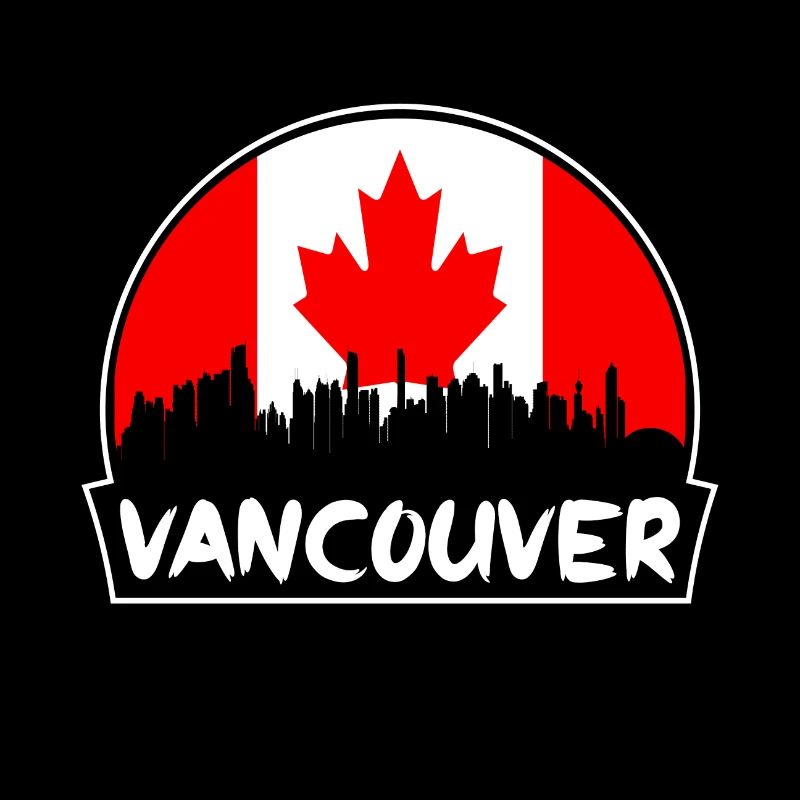 Vancouver Canada Drapeau Skyline Silhouette Voyage