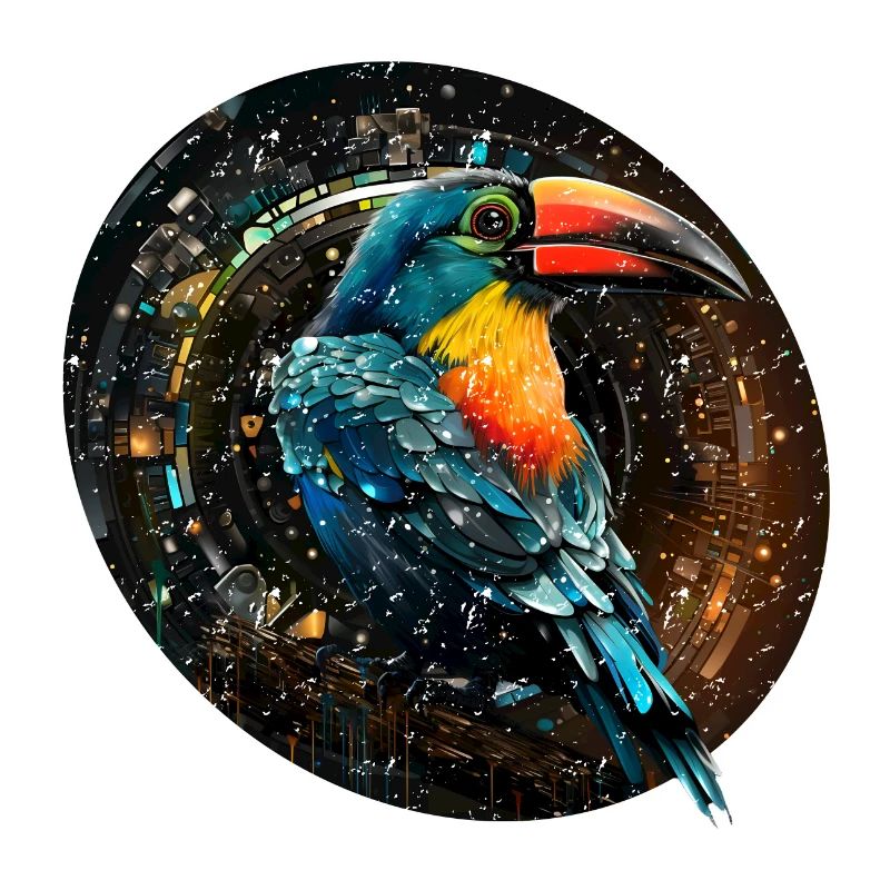Toucan dans le style rétro de l’espace