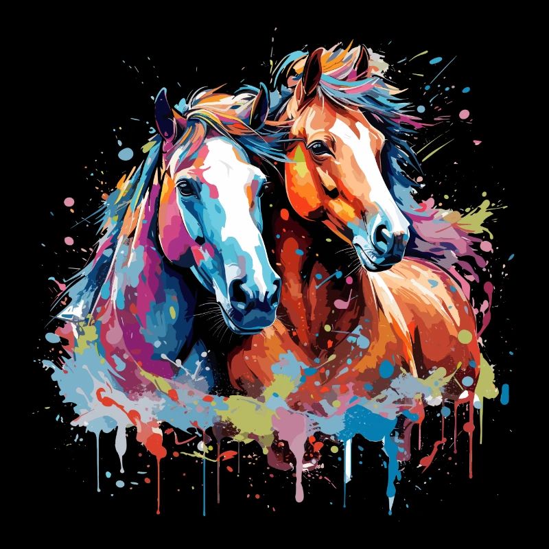 Chevaux aquarelle