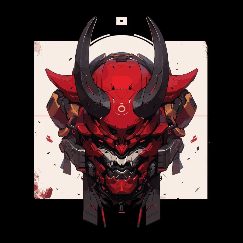 Red Devil Futuristic Samurai Warrior