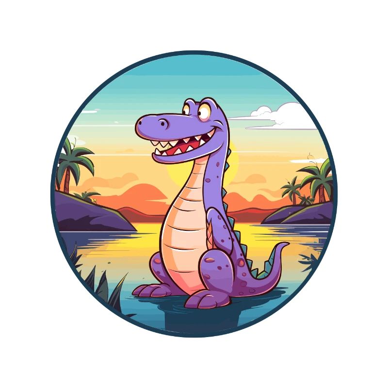 Alligator Aquarelle Colorée Dessin Animé Kawaii Pet