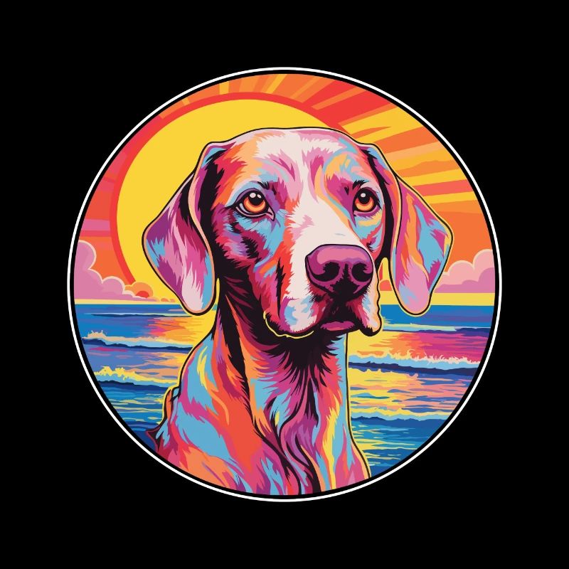 Old Danish Pointer Dog Breed Colorful Cartoon Wate
