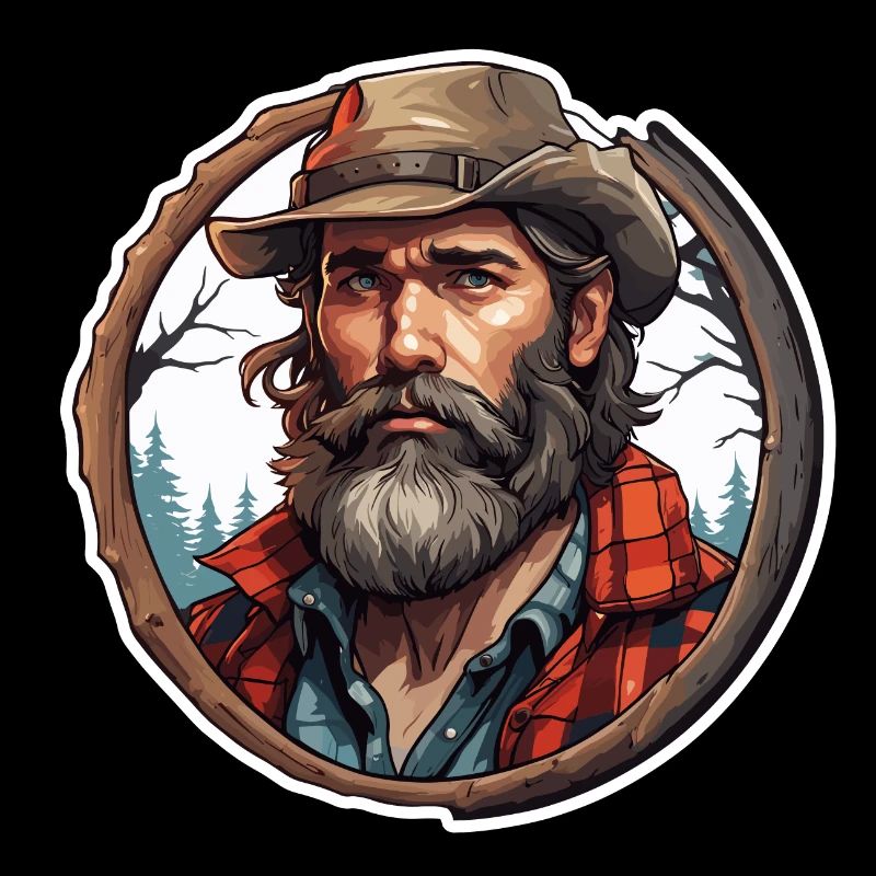 Holzfäller / Mann / Bart / Wald / Hemd / Baum