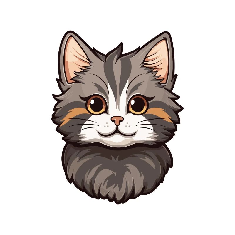 Chat Bobtail Américain Mignon Heureux Kawaii Cartoon Cli