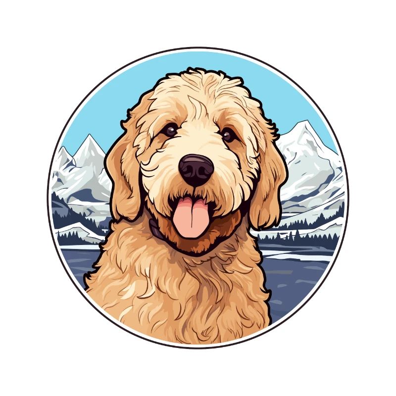 Goldendoodle Hunderasse Cartoon Kawaii Aquarell