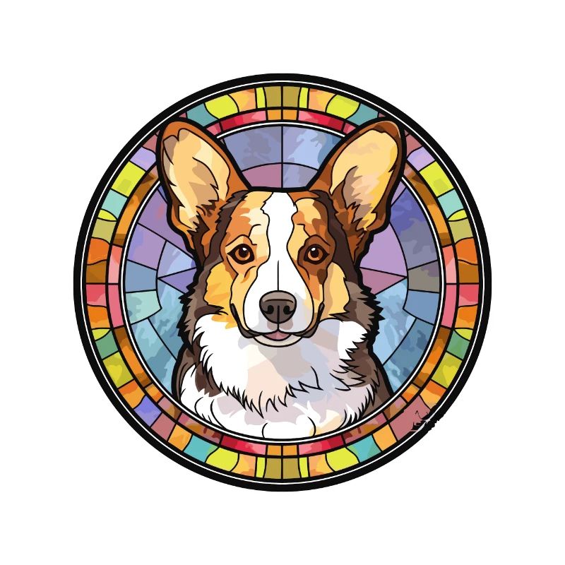 Strickjacke Welsh Corgi Hunderasse Buntglas Farbe