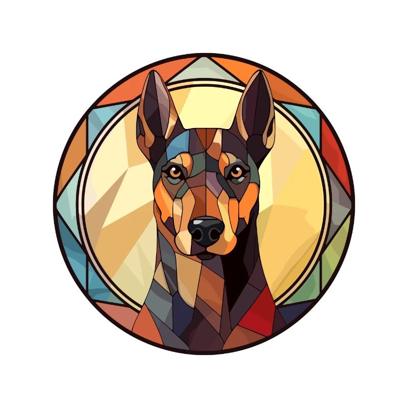 Dobermann Hunderasse Buntes Glas Buntes Wassercol