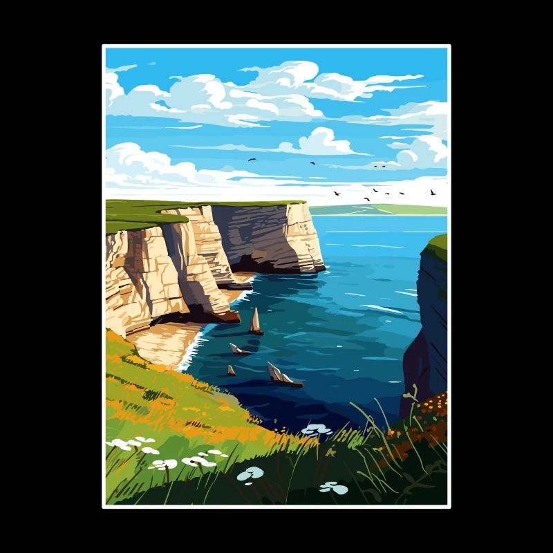 Bempton Cliffs Angleterre Vintage voyage affiche WPA