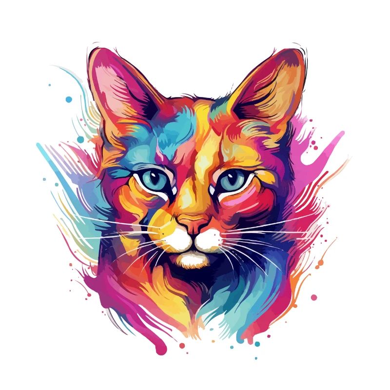 Peinture colorée de chat Chausie blobs éclaboussures de peinture