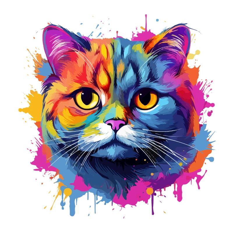 Chat Scottish Fold coloré, touches de couleur