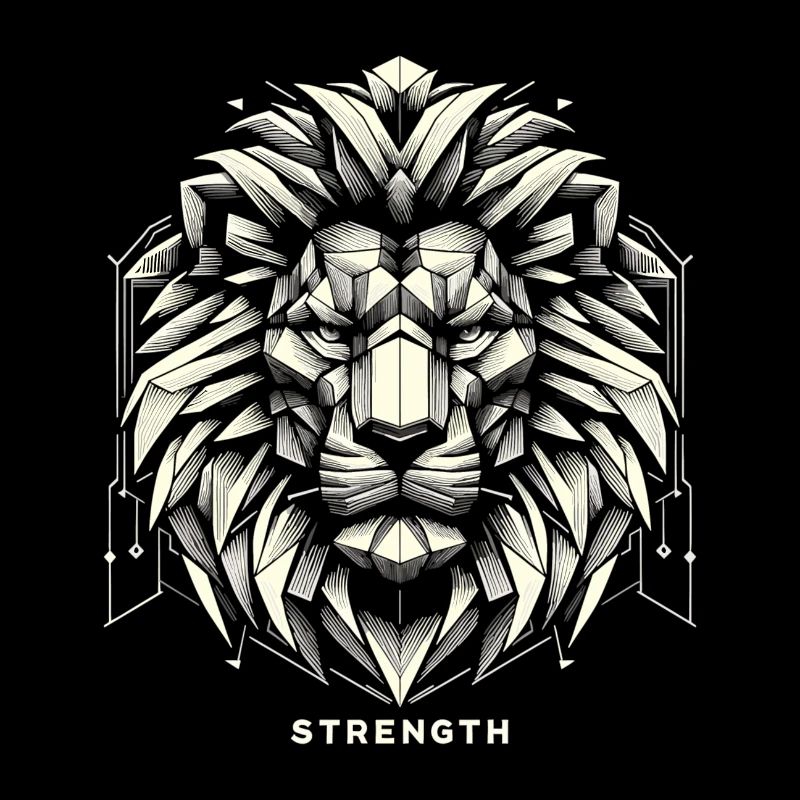 Lion Lion Head Geometric Geometry Strength