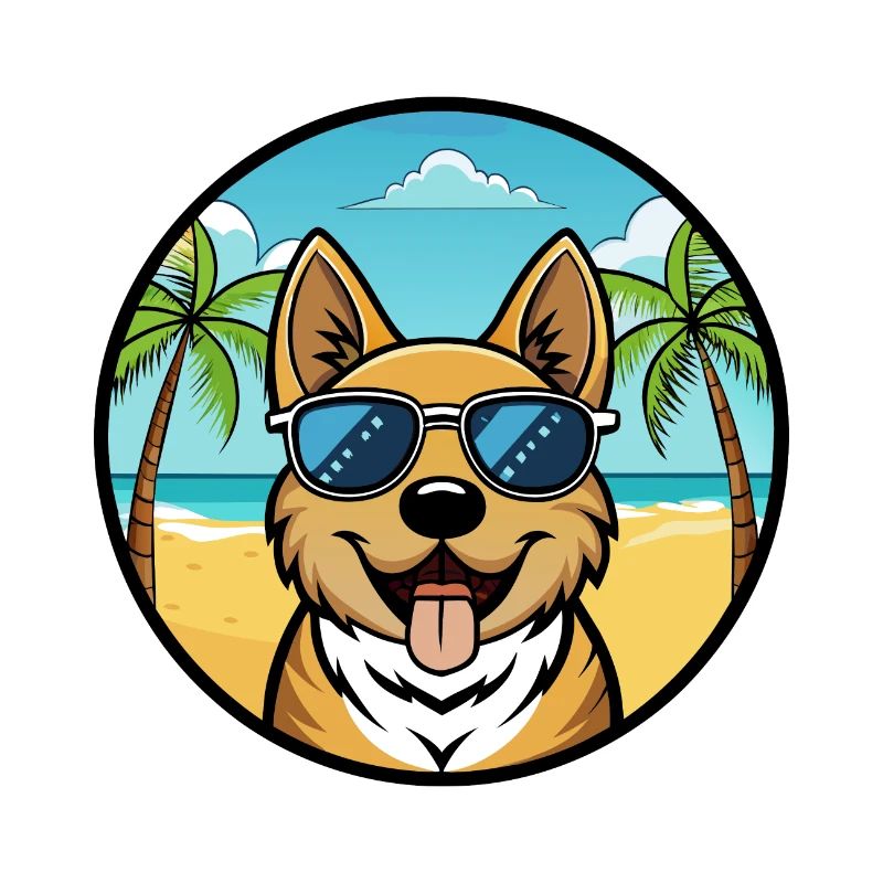Plage de dessin animé de race de chien Ovcharka de Russie du Sud