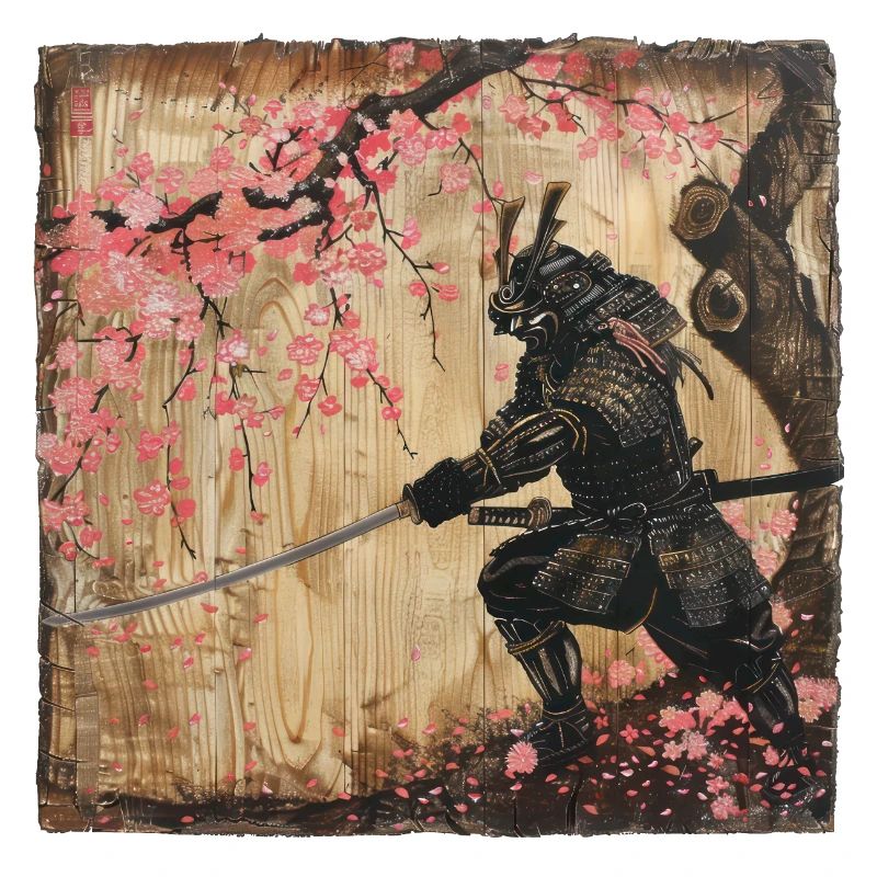 Japanisch Samurai Kirschblüte Kunst Ukiyo-E