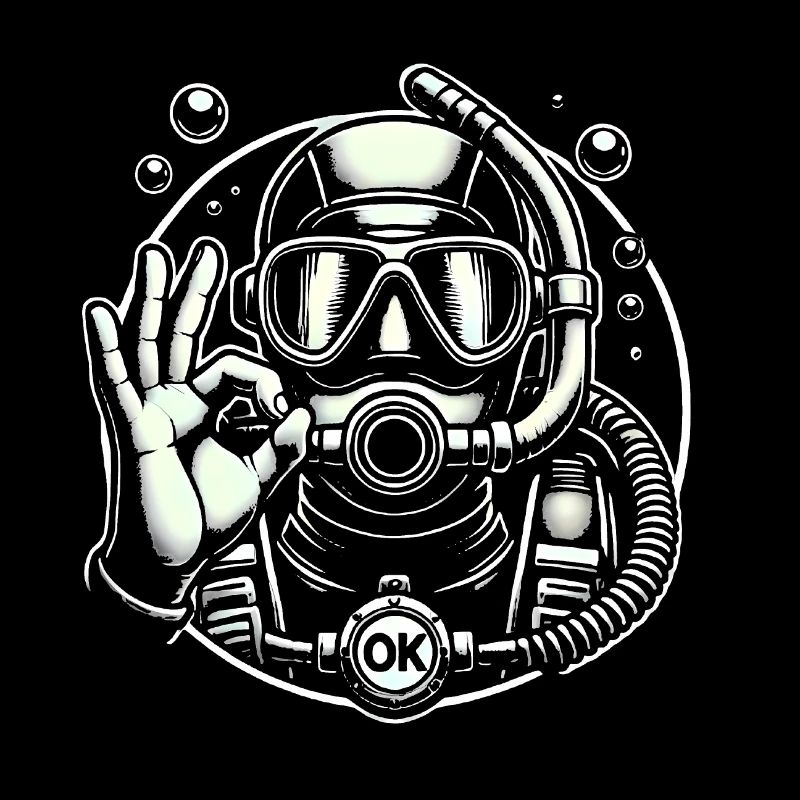 Plongeur sous-marin avec graphique OK Gesture
