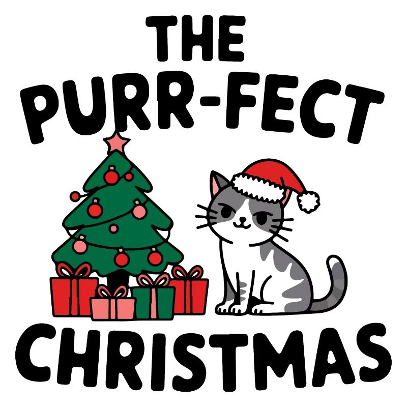 Festliche Katze mit Weihnachtsbaum